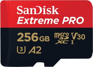SanDisk 256 GB Extreme PRO microSDXC kartı + SD adaptörü + RescuePRO Deluxe, 200 MB/sn’ye kadar, A2 App Performance, UHS-I, Class 10, U3, V30