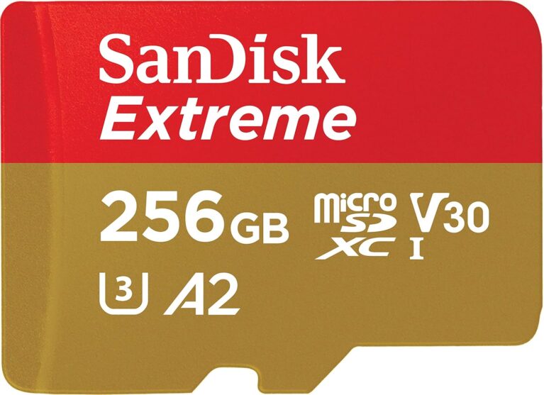 SanDisk Extreme microSD UHS I Card 256GB for 4K Video on Smartphones, Action Cams & Drones 190MB/s Read, 130MB/s Write.